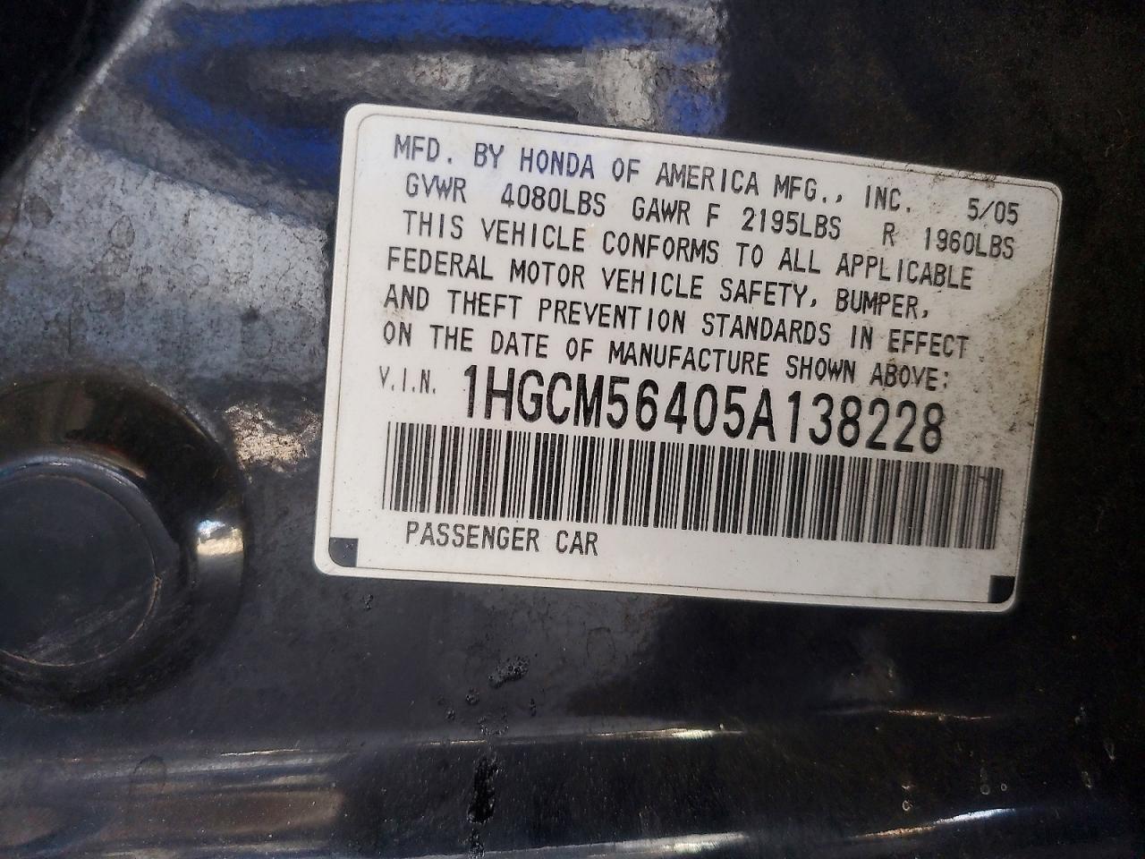 2005 HONDA ACCORD LX photo 37