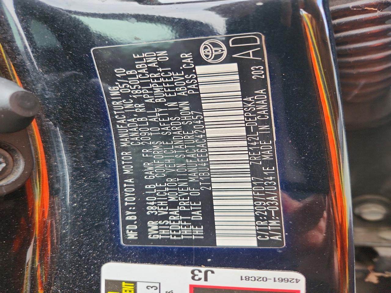 2010 TOYOTA COROLLA BASE photo 34