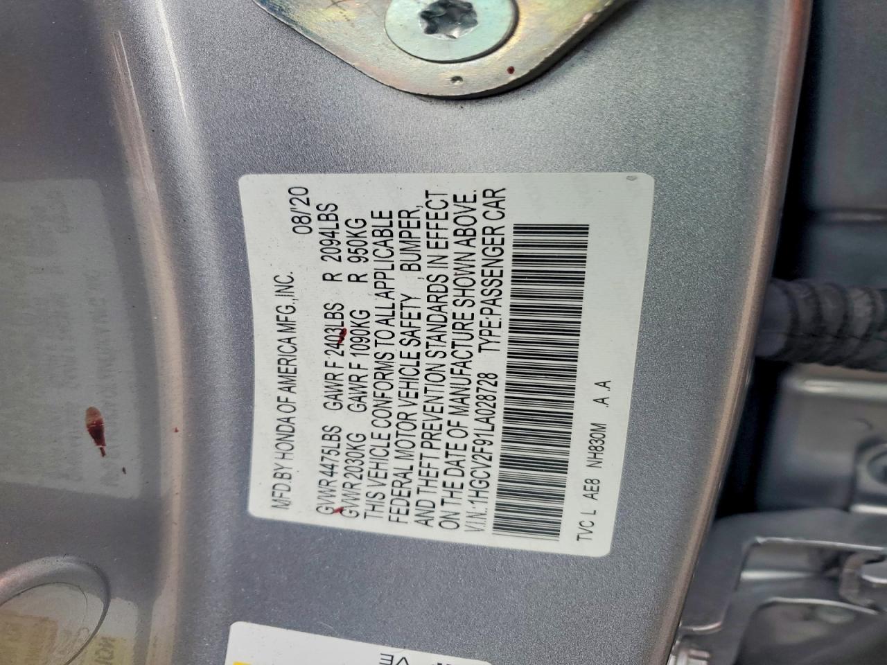 2020 HONDA ACCORD TOURING photo 12