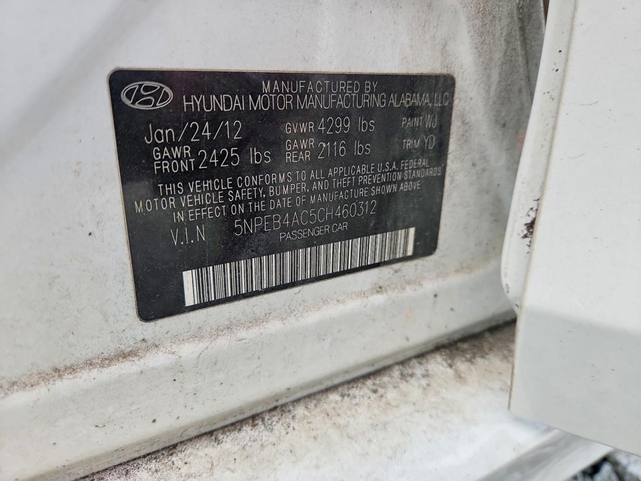 2012 HYUNDAI SONATA GLS photo 12