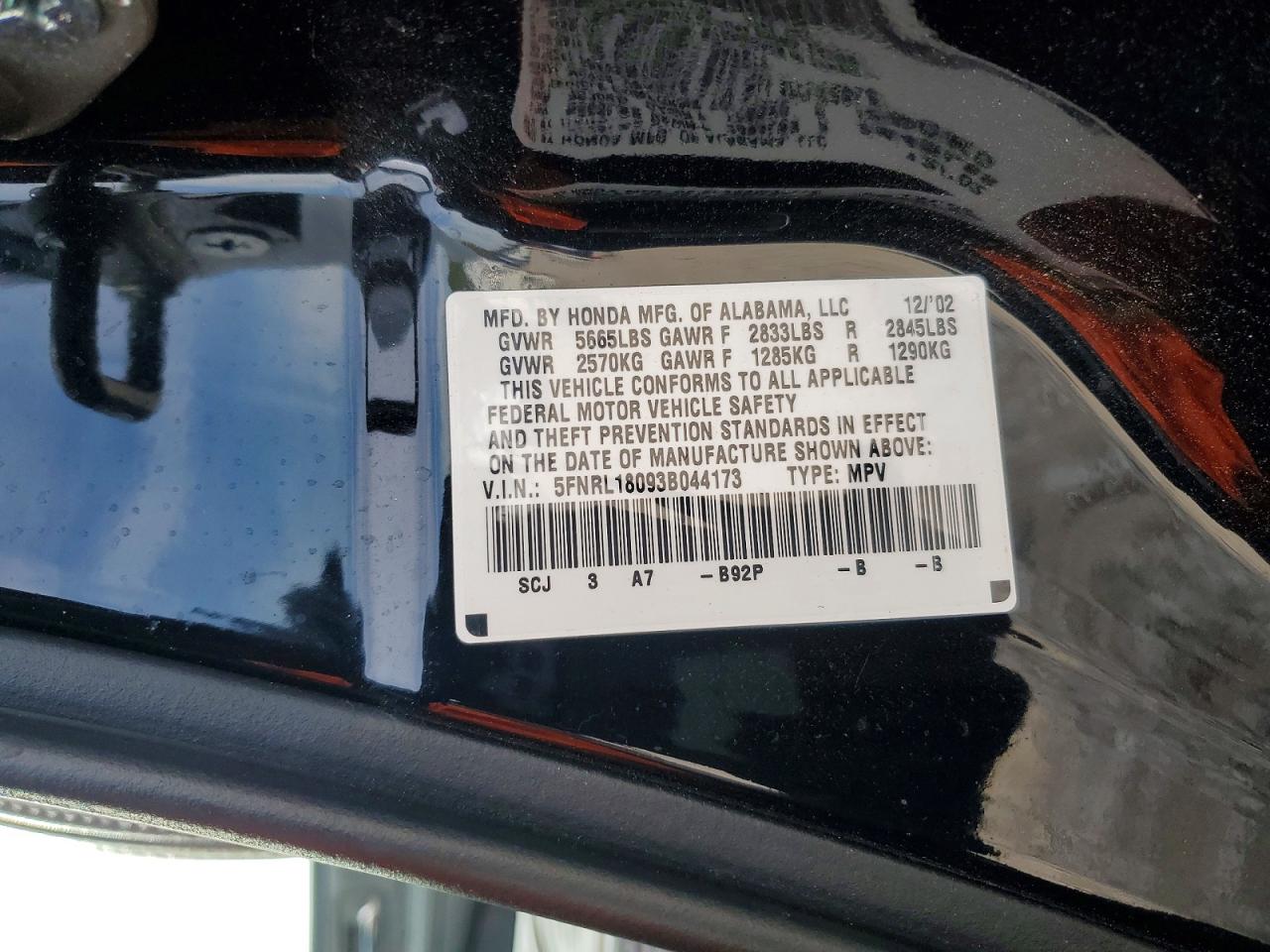 2003 HONDA ODYSSEY EXL photo 13