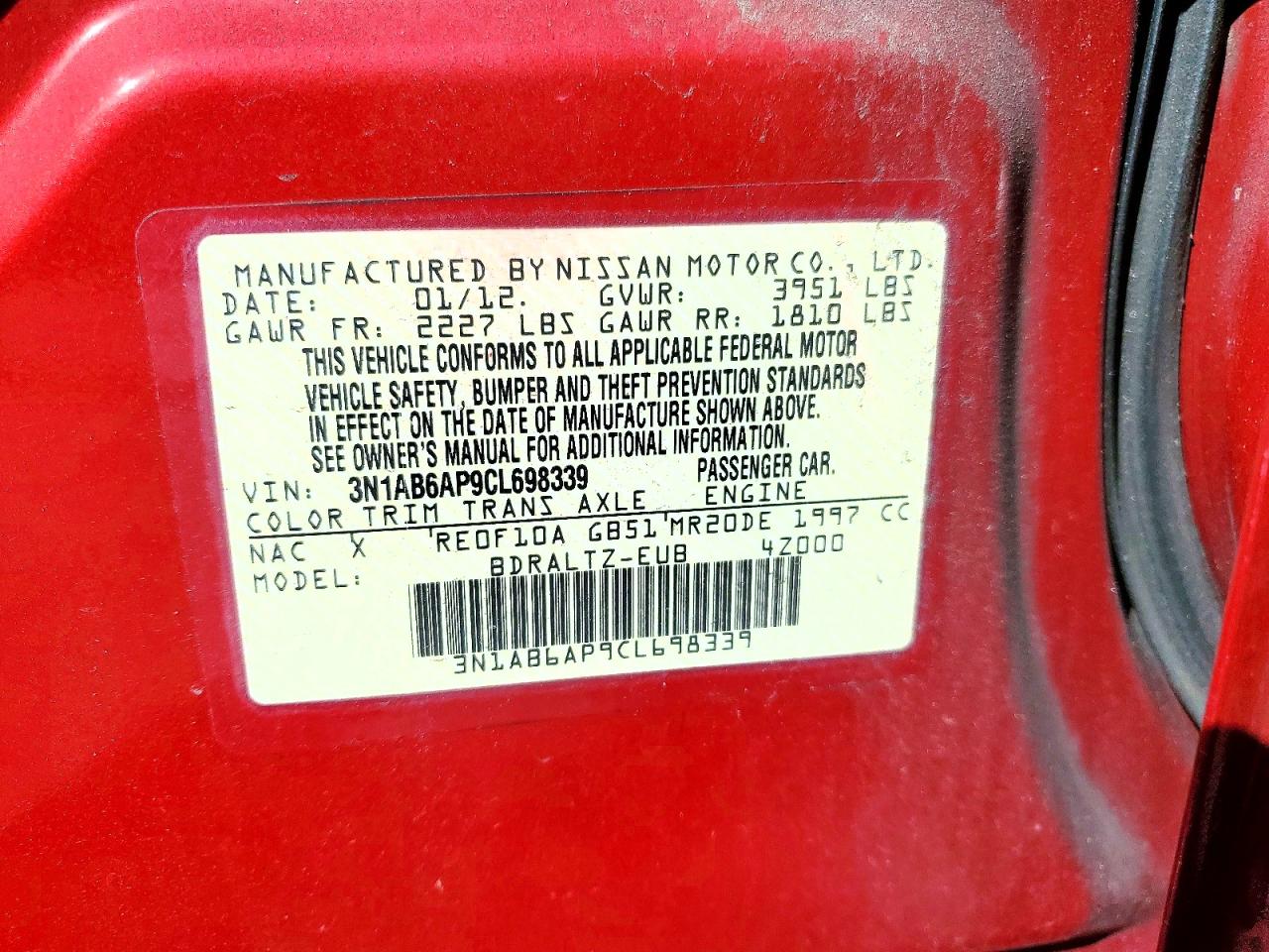 2012 NISSAN SENTRA 2.0 photo 23