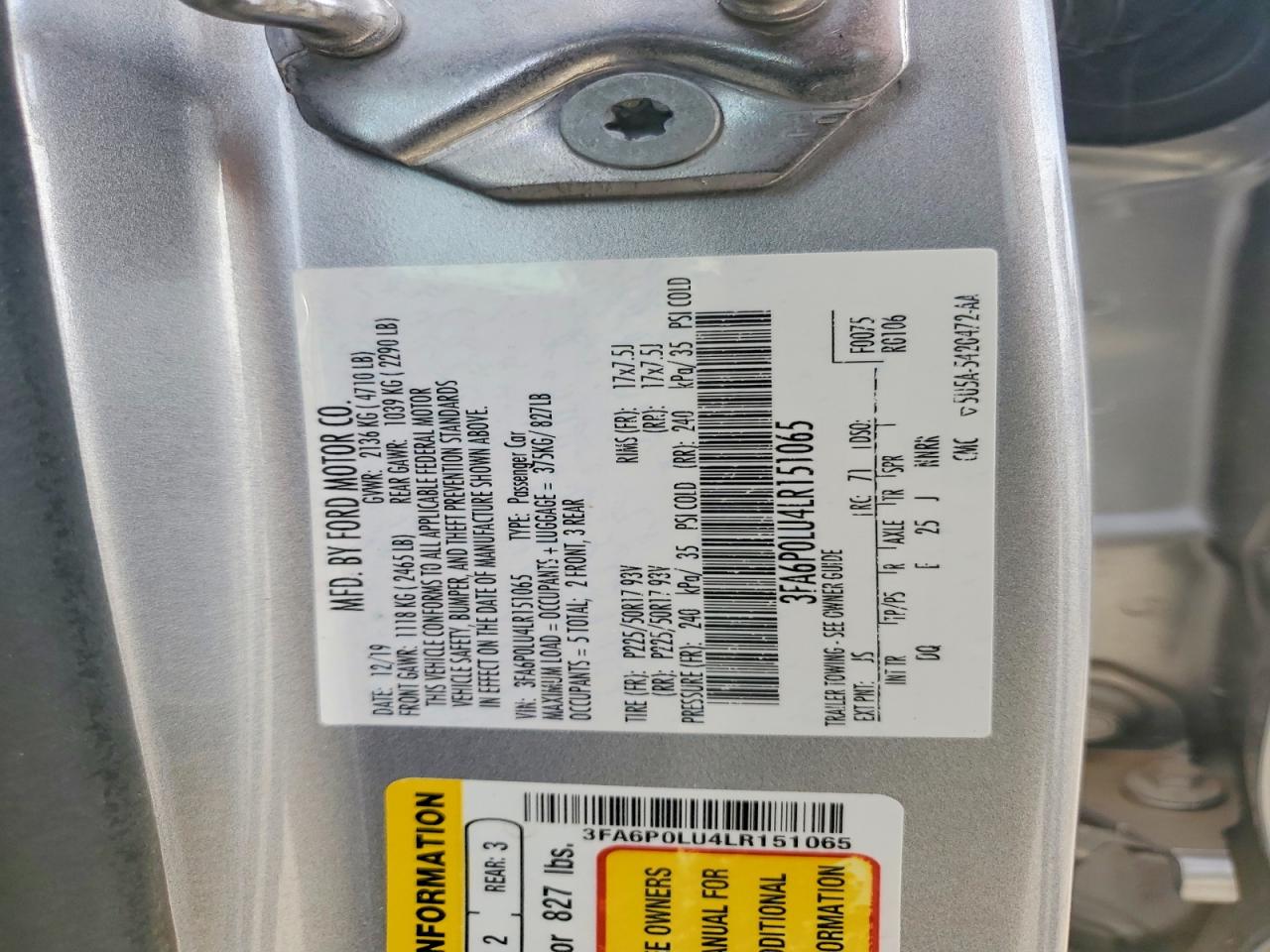 2020 FORD FUSION SE photo 25