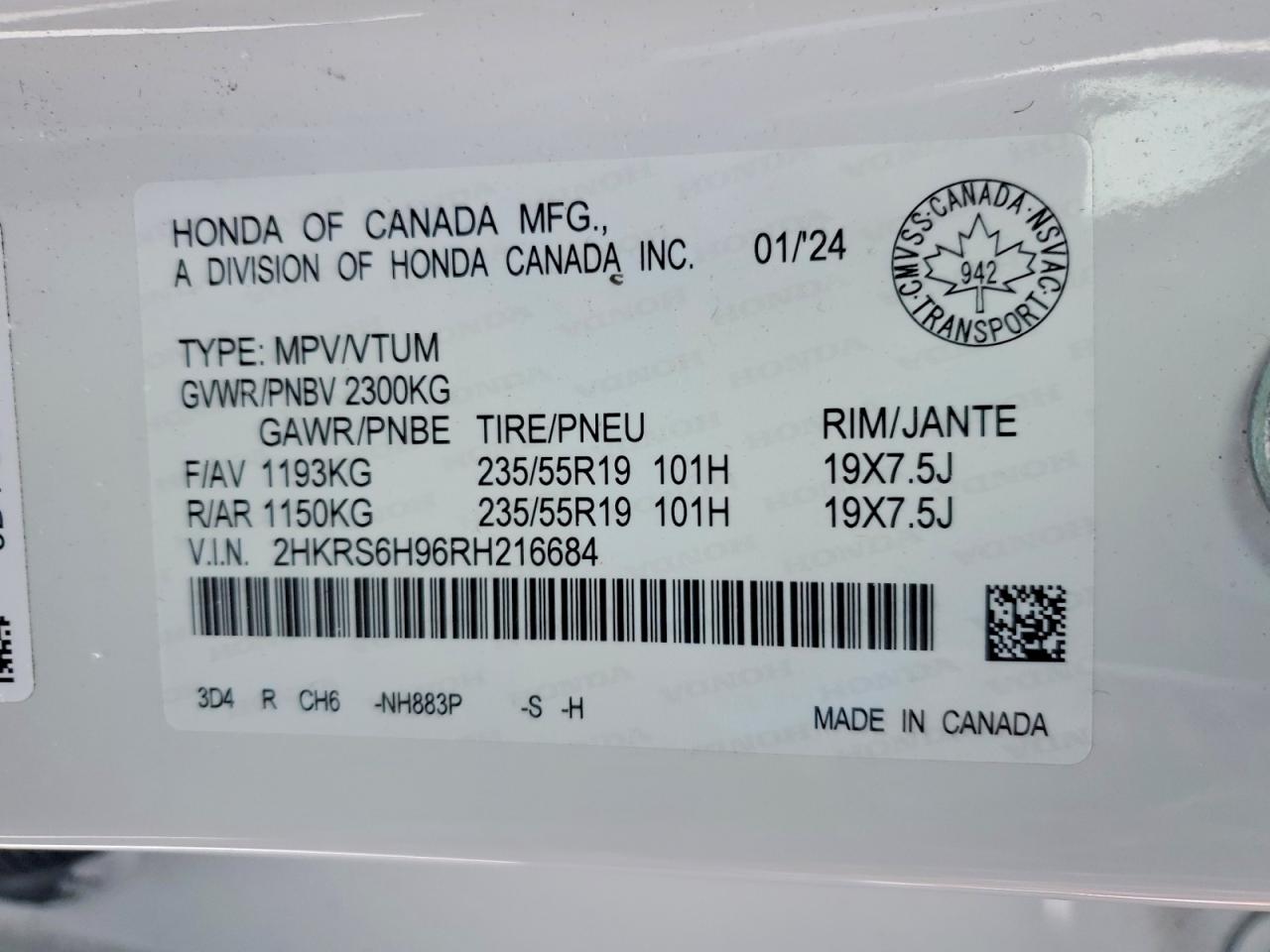 2024 HONDA CR-V SPORT TOURING photo 14