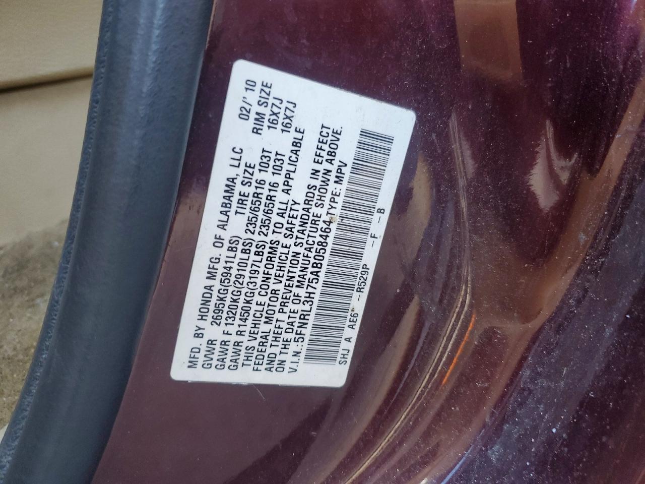 2010 HONDA ODYSSEY EXL photo 14