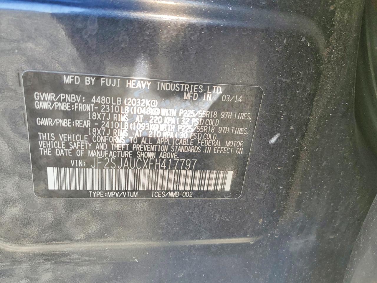 2015 SUBARU FORESTER 2.5I TOURING photo 13