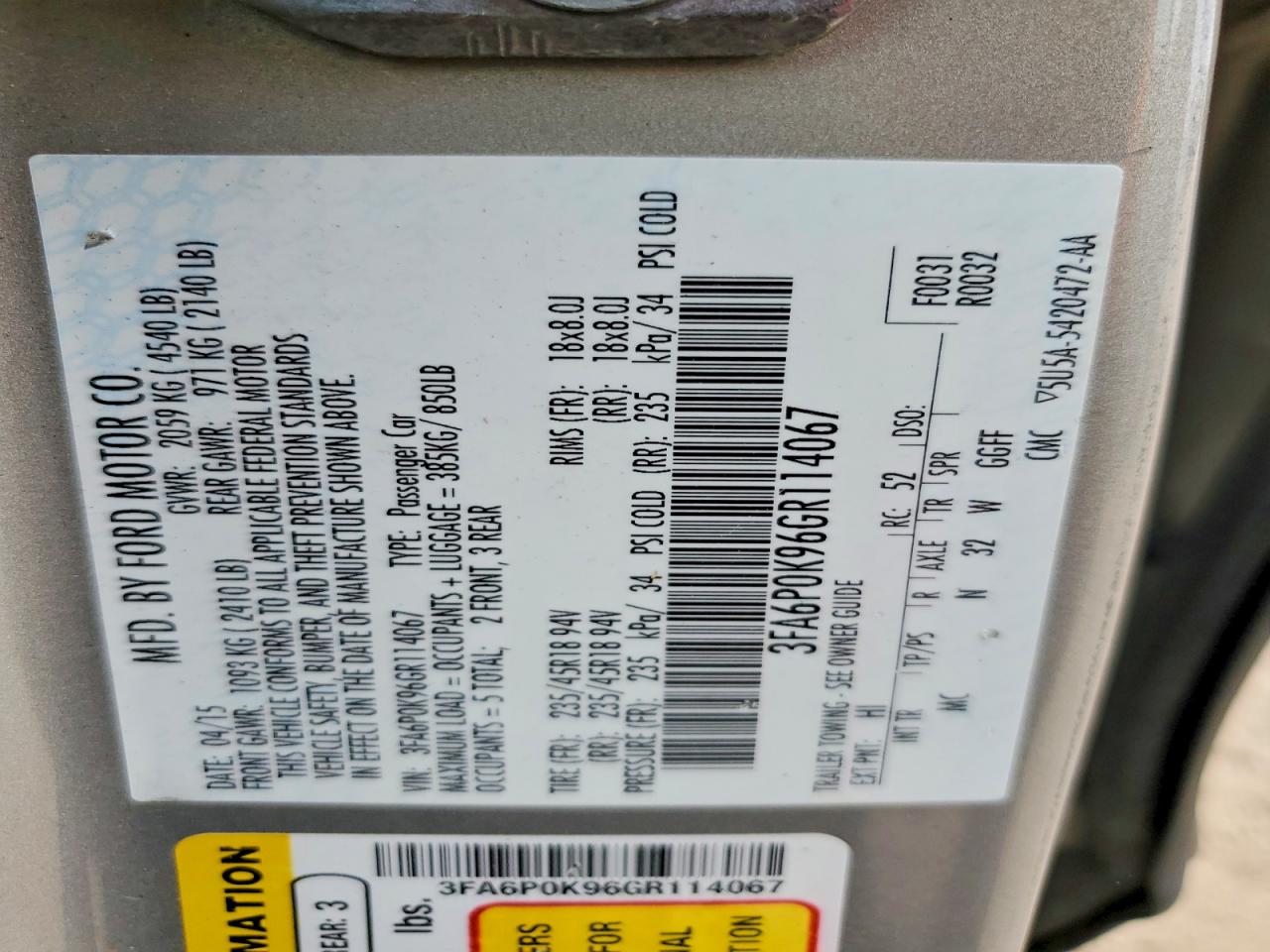 2016 FORD FUSION TITANIUM photo 25