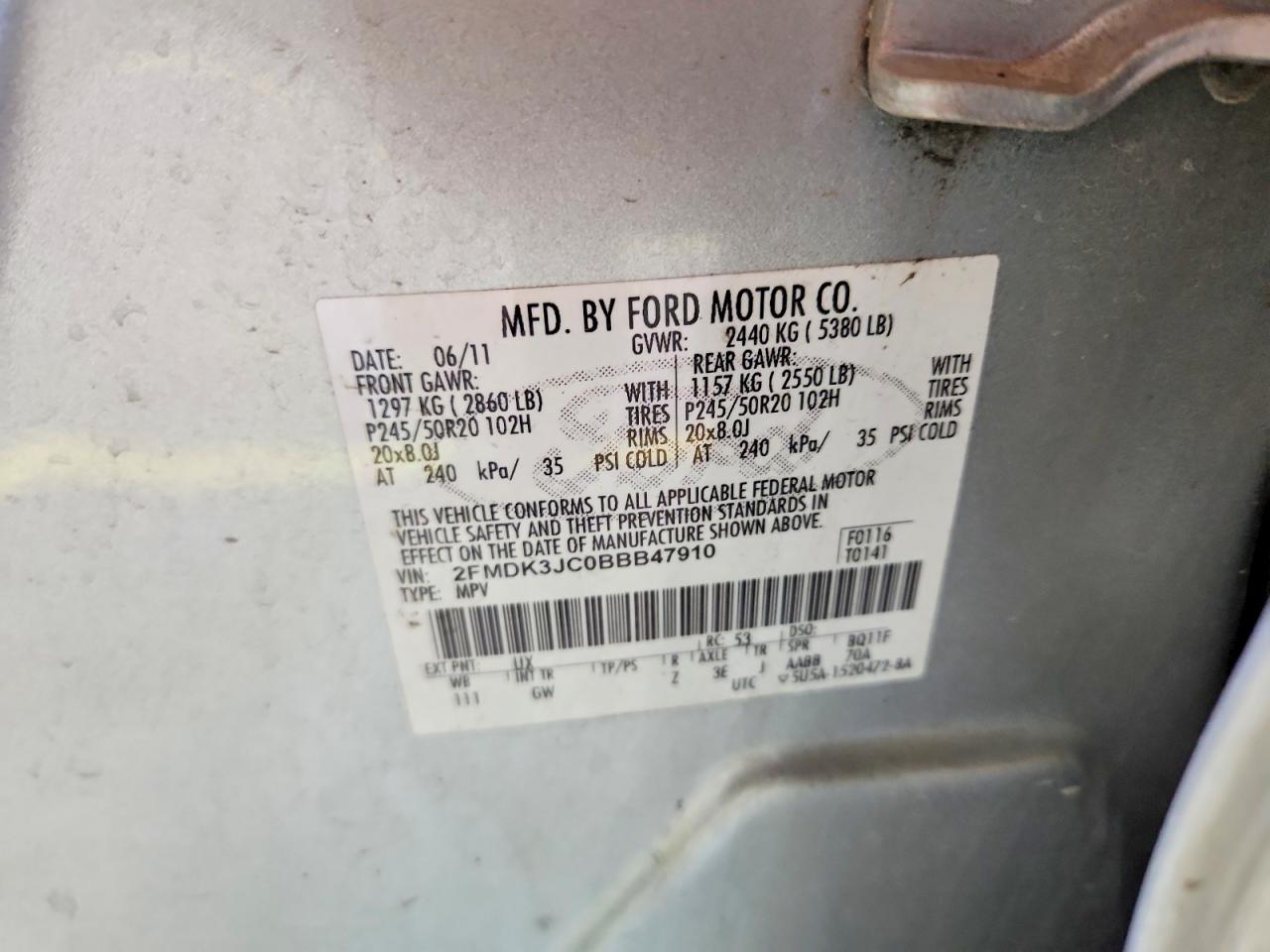 2011 FORD EDGE SEL photo 13