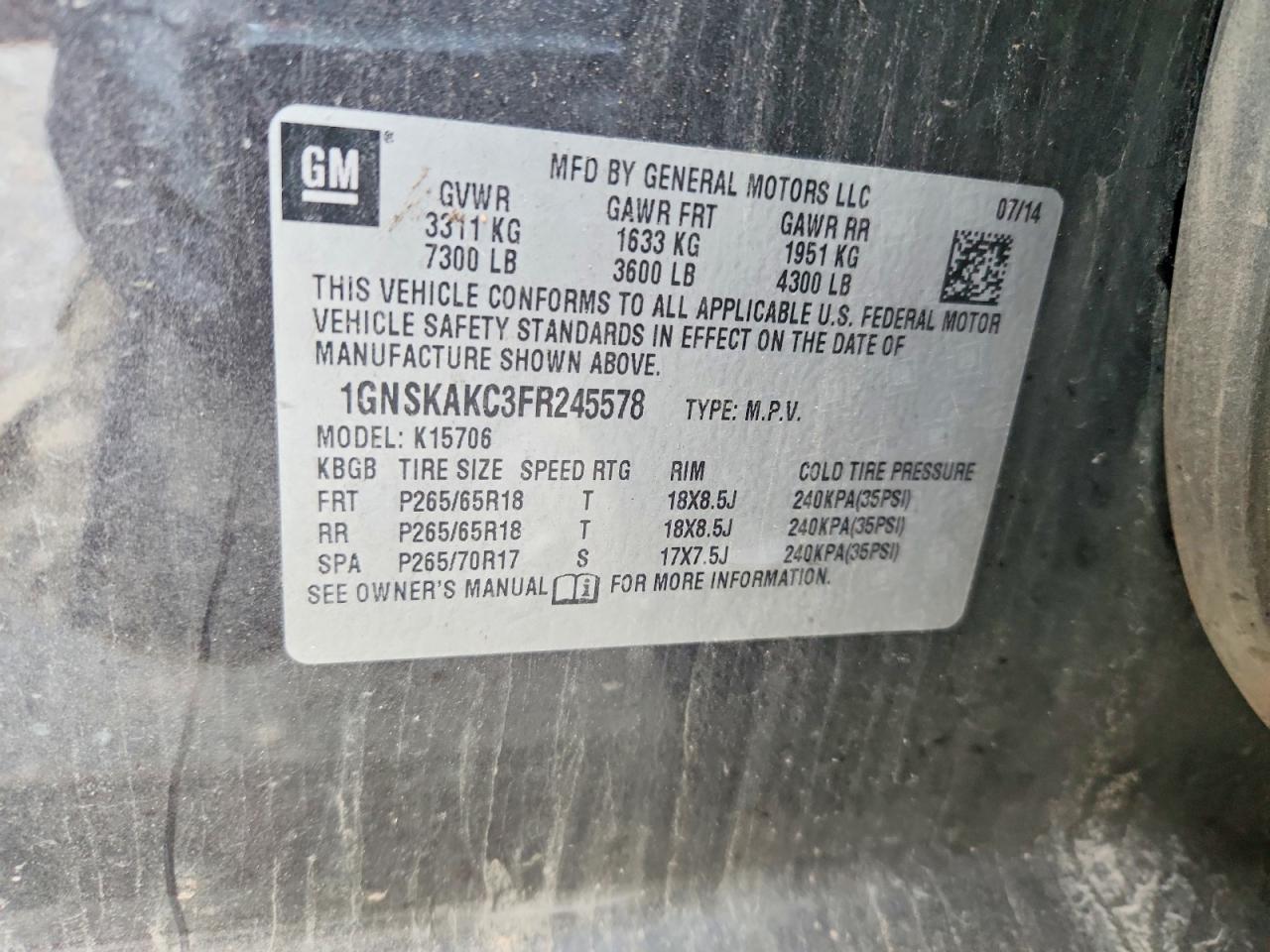 2015 CHEVROLET TAHOE K1500 LS photo 34