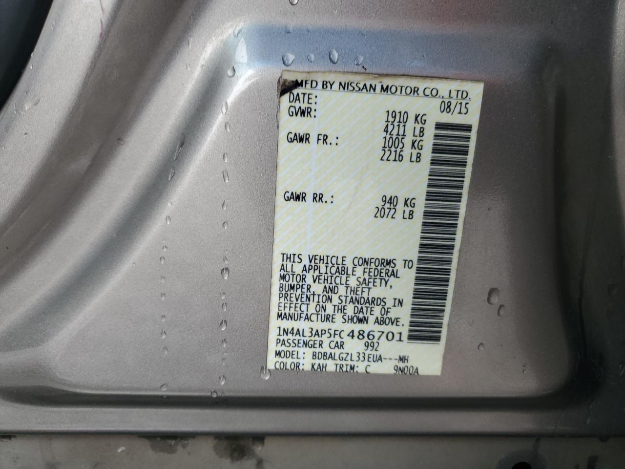 2015 NISSAN ALTIMA 2.5 photo 45