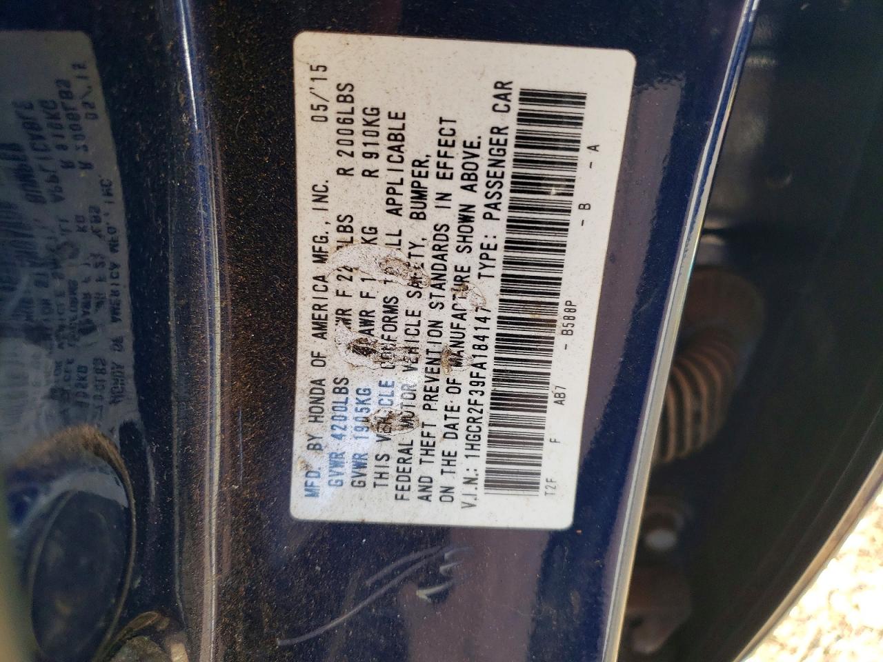 2015 HONDA ACCORD LX photo 12