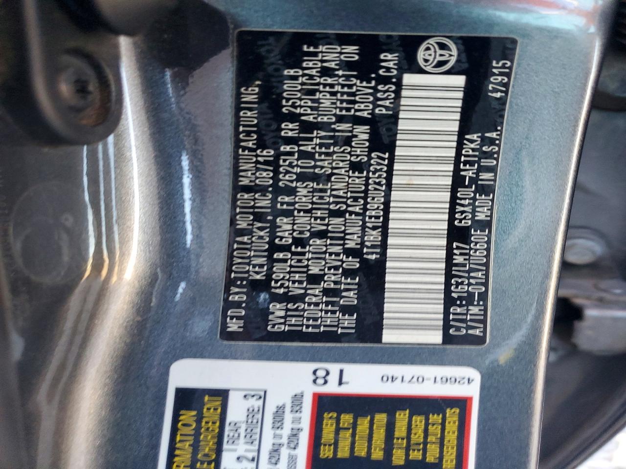 2016 TOYOTA AVALON XLE photo 12