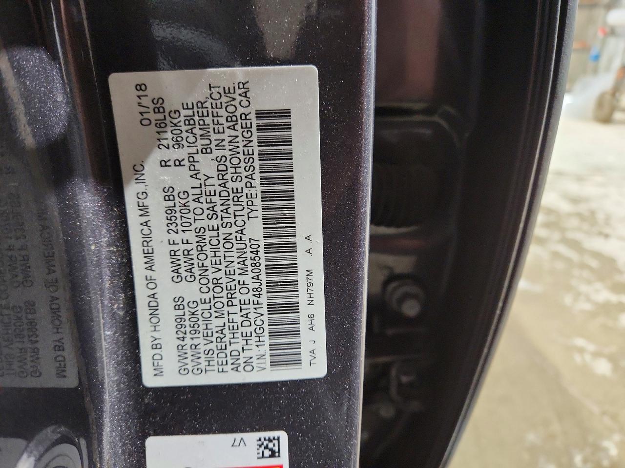 2018 HONDA ACCORD EX photo 25