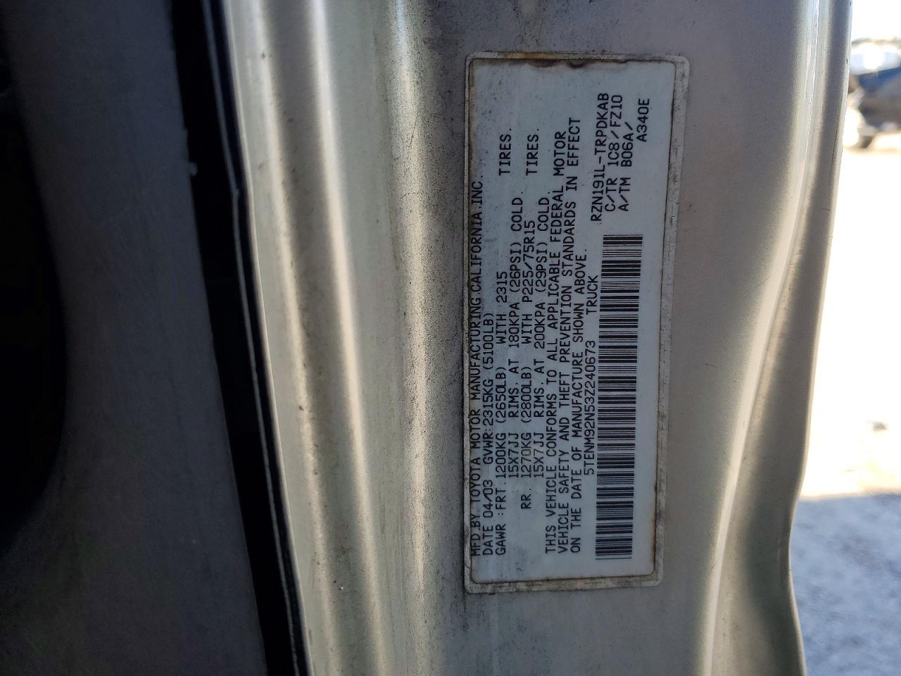 2003 TOYOTA TACOMA PRERUNNER photo 13
