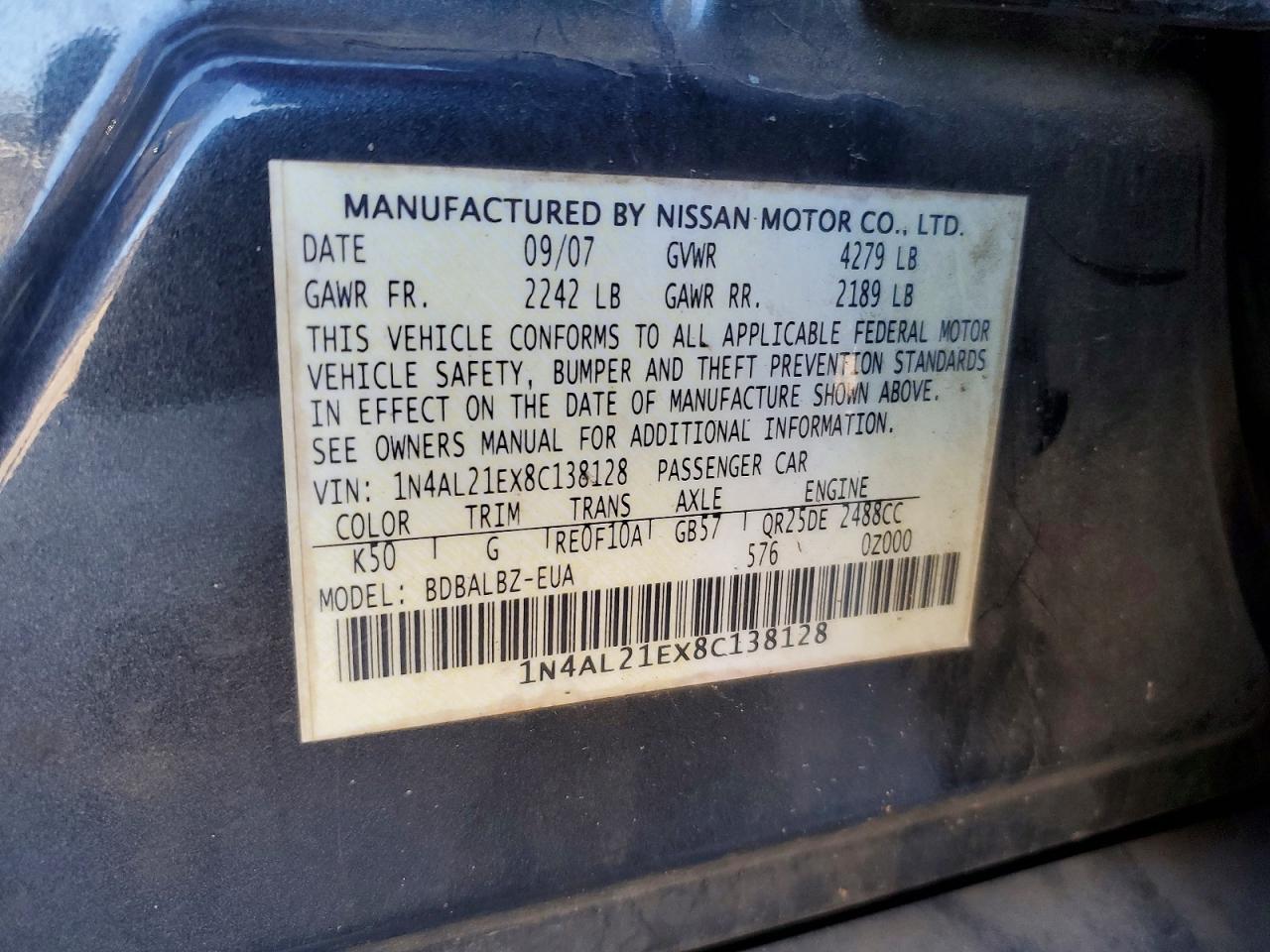 2008 NISSAN ALTIMA 2.5 photo 12