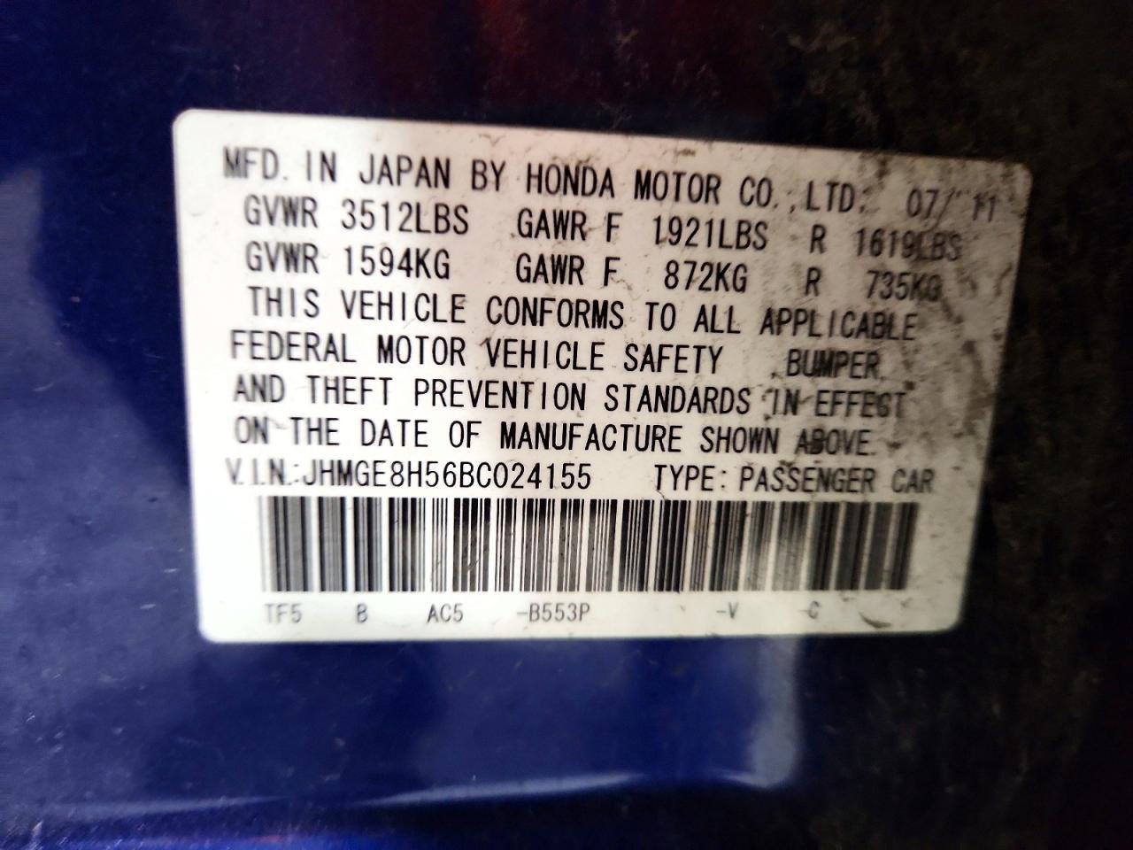 2011 HONDA FIT SPORT photo 23
