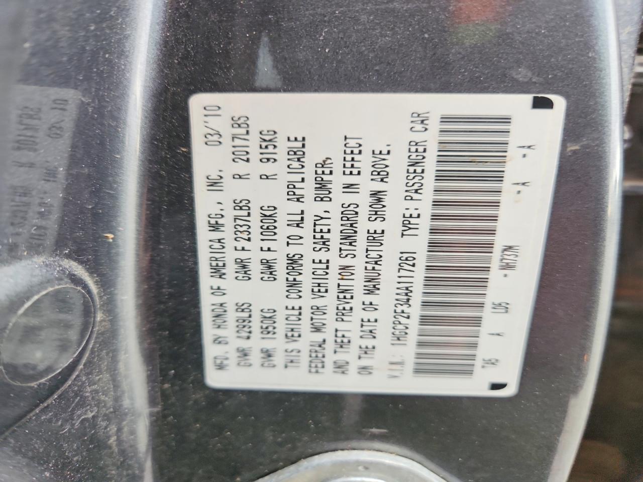 2010 HONDA ACCORD LX photo 45