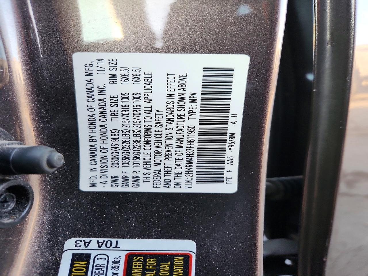 2015 HONDA CR-V LX photo 27