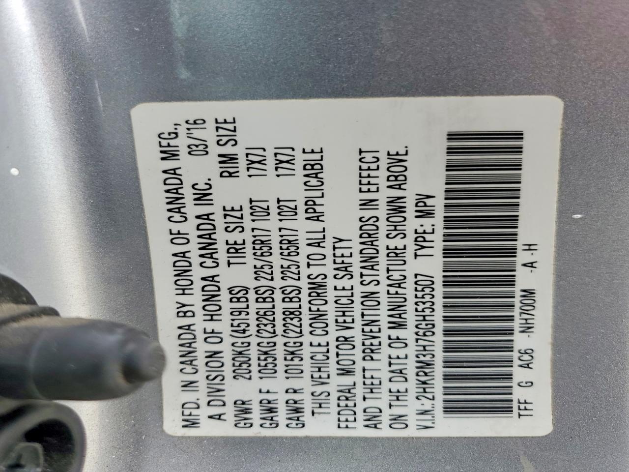 2016 HONDA CR-V EXL photo 25