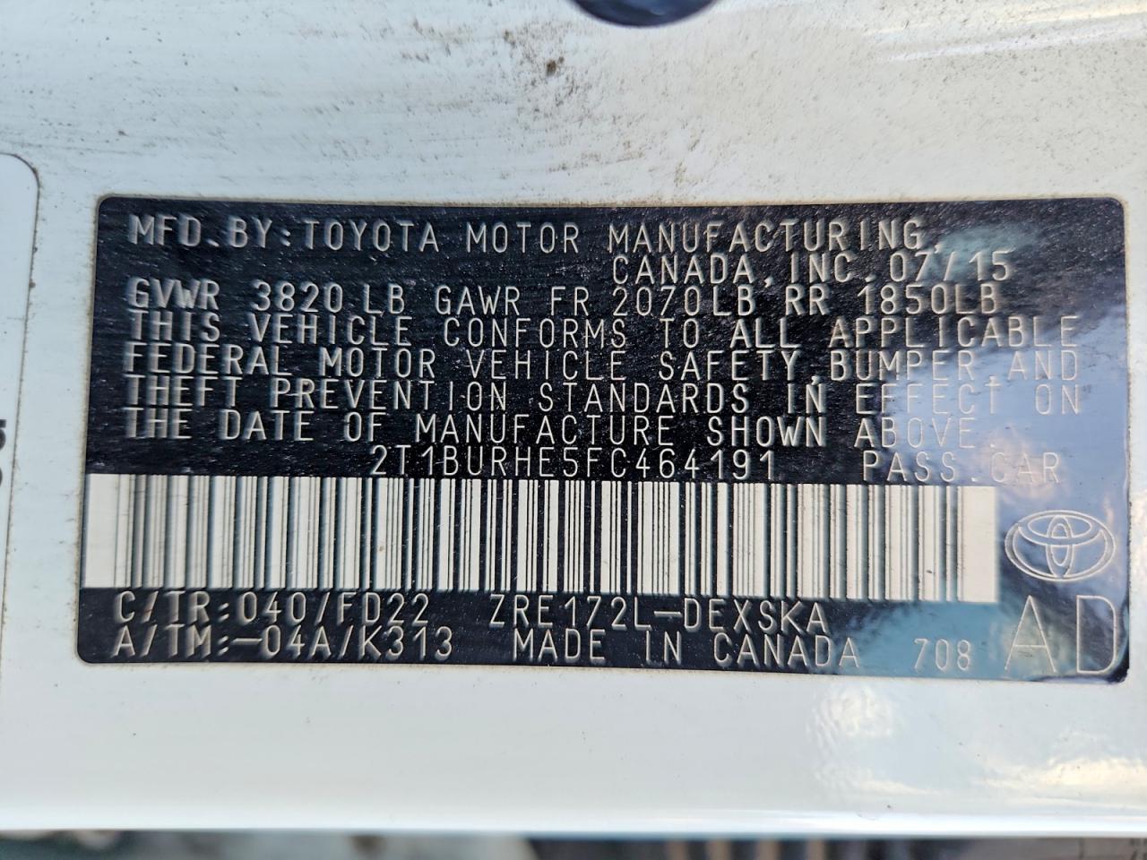 2015 TOYOTA COROLLA S photo 23