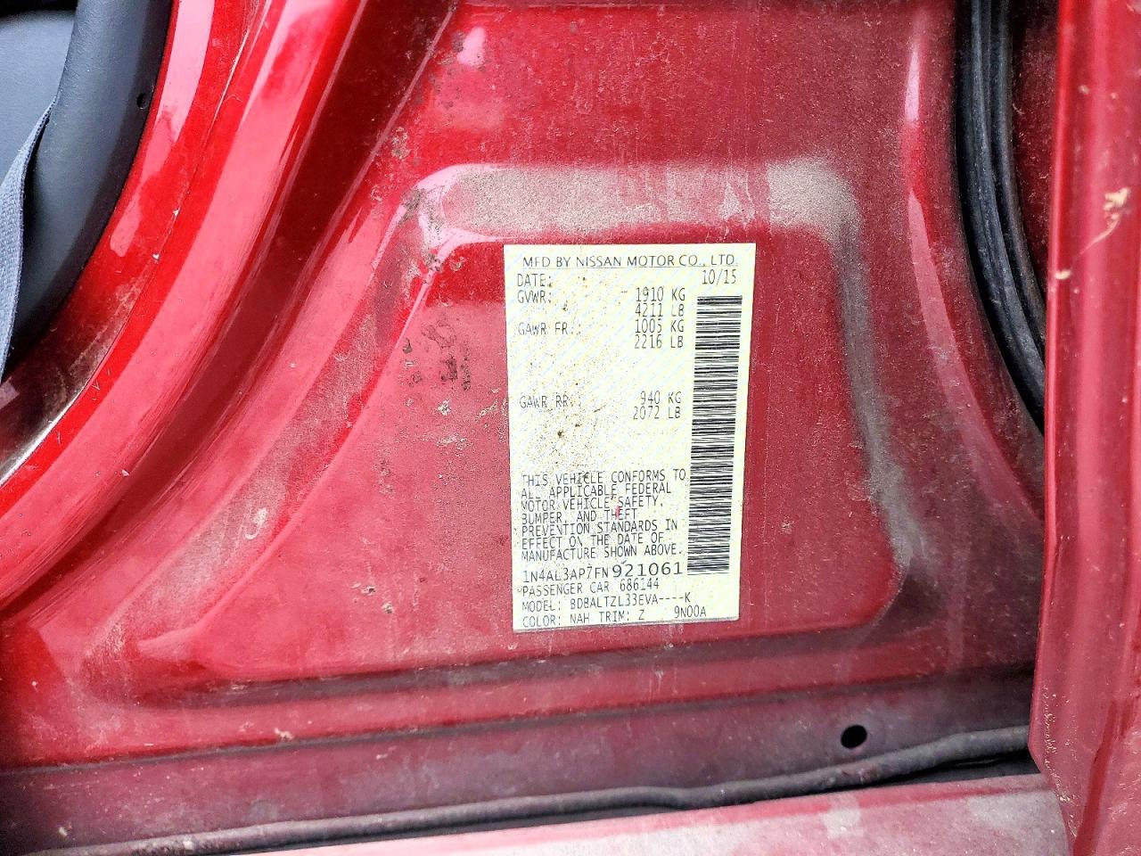 2015 NISSAN ALTIMA 2.5 photo 12