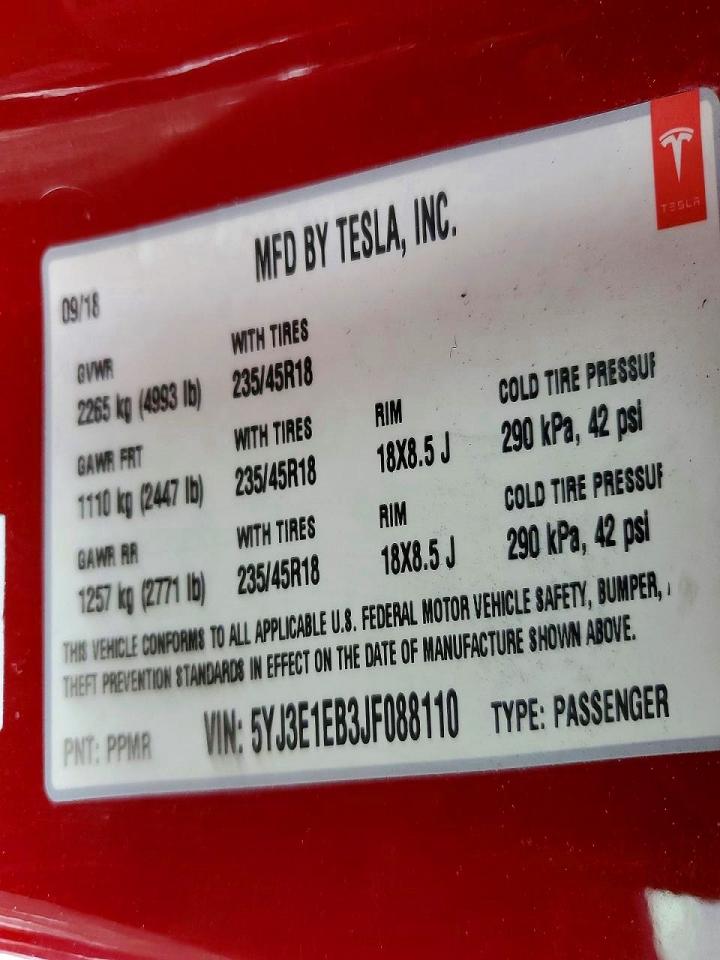 2018 TESLA MODEL 3 photo 23
