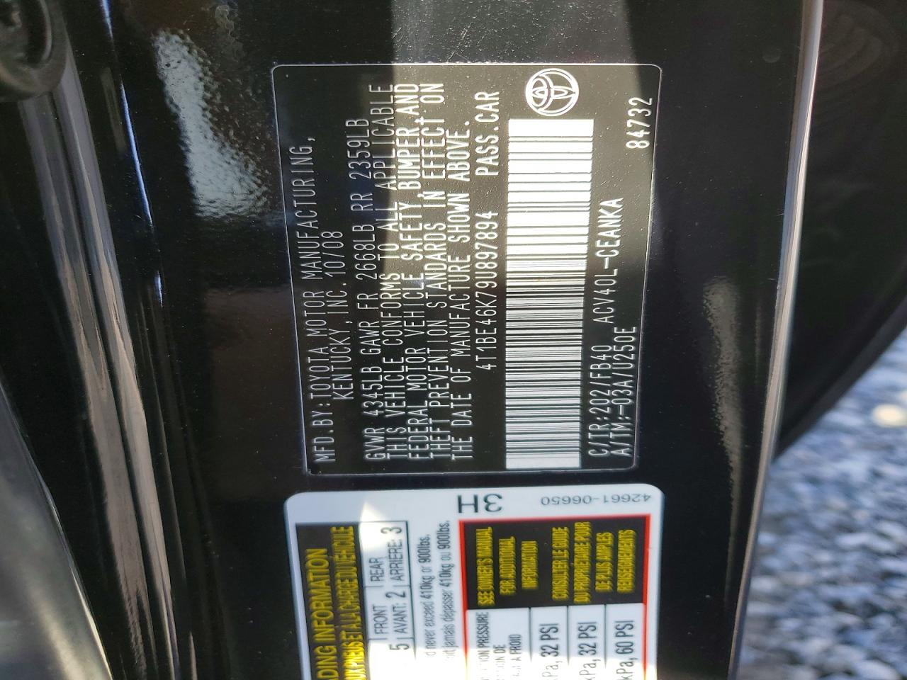 2009 TOYOTA CAMRY BASE photo 12