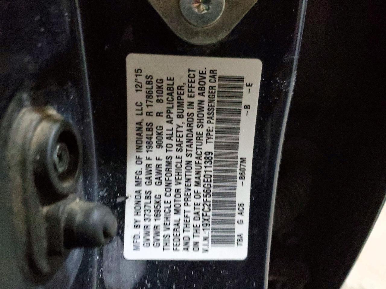 2016 HONDA CIVIC LX photo 12