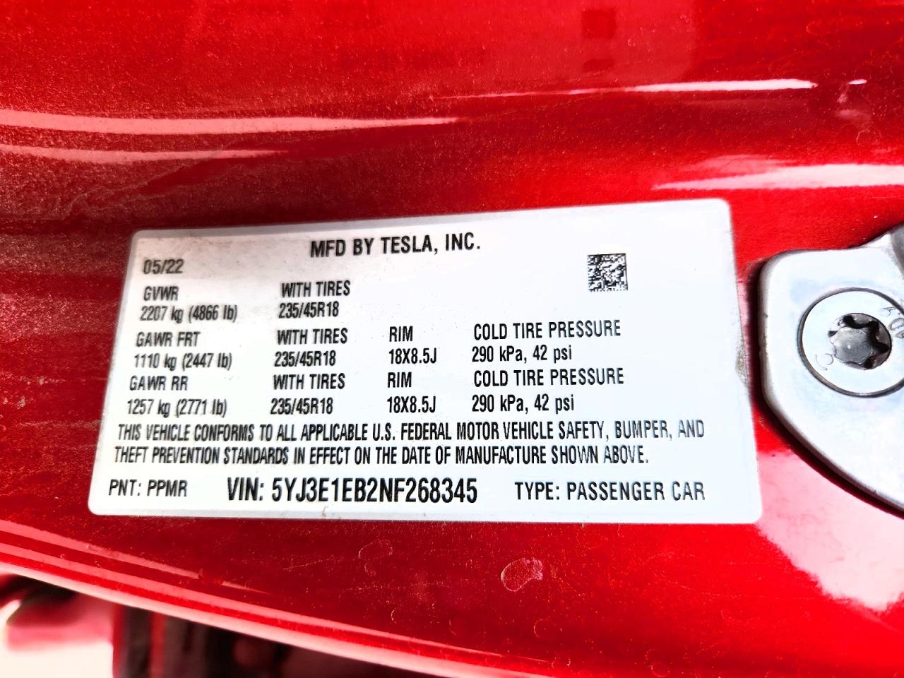 2022 TESLA MODEL 3 photo 23