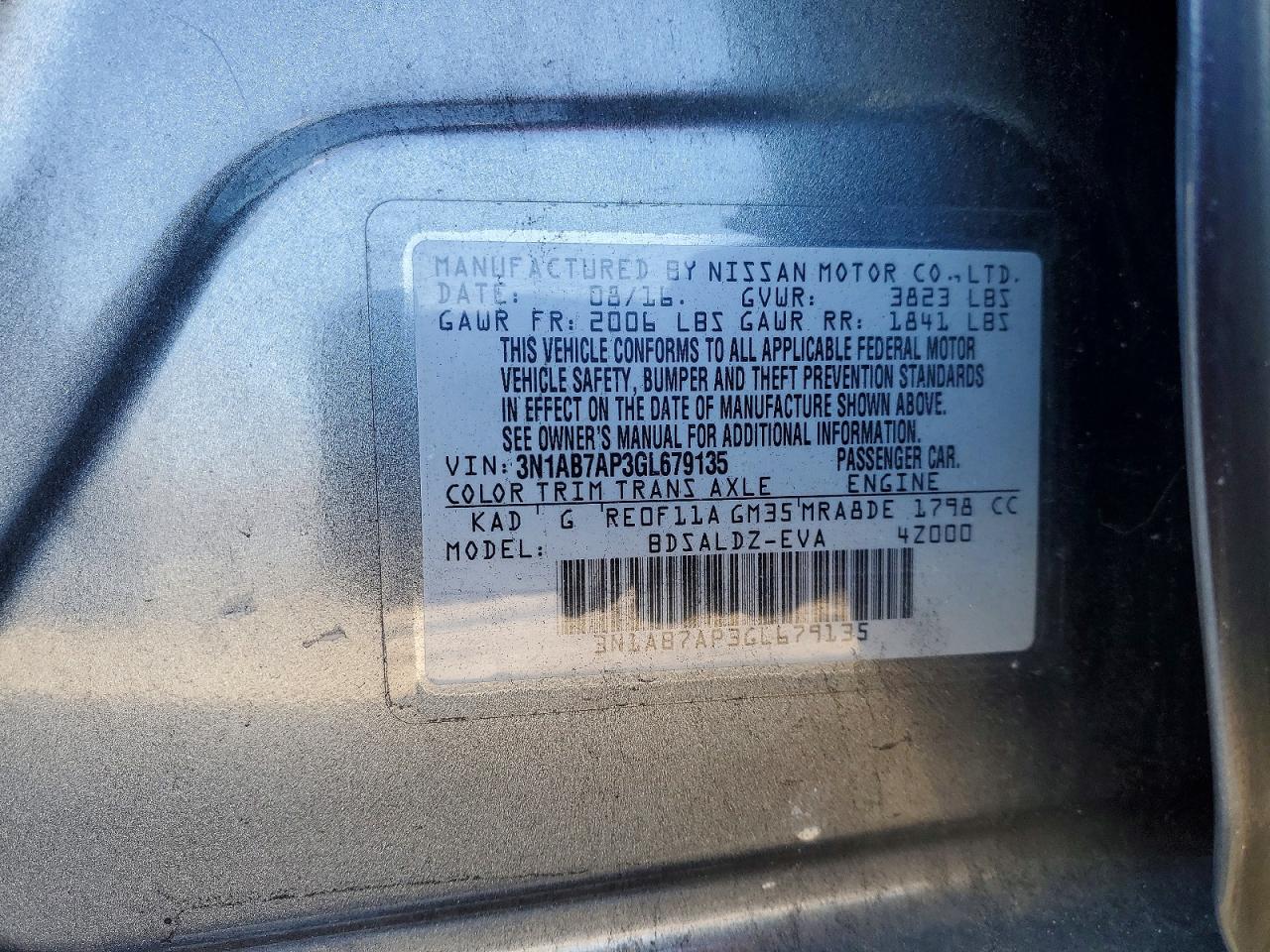 2016 NISSAN SENTRA S photo 13