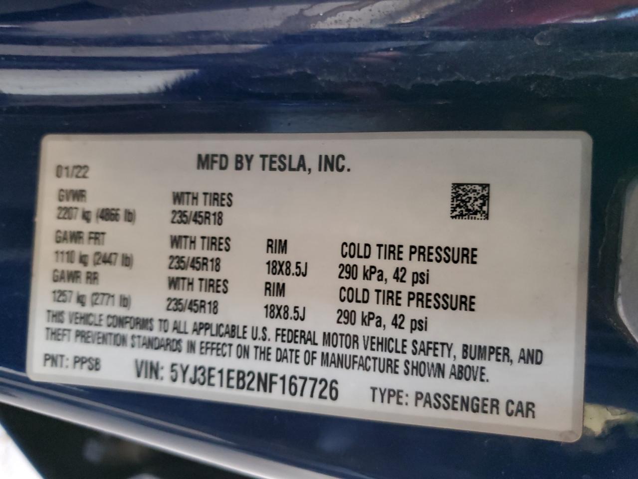 2022 TESLA MODEL 3 photo 12