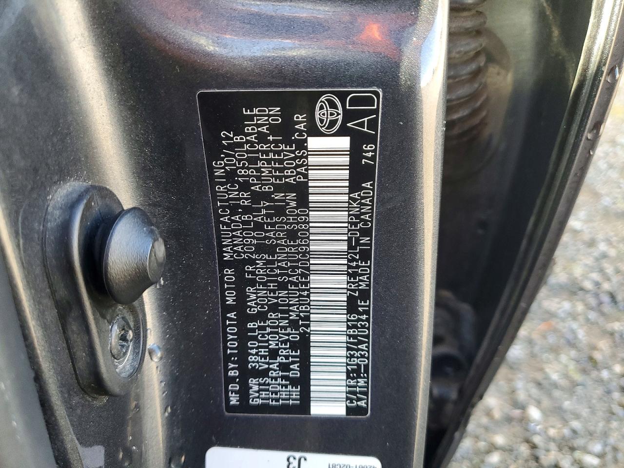 2013 TOYOTA COROLLA BASE photo 12