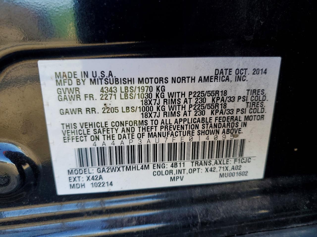 2015 MITSUBISHI OUTLANDER SPORT ES photo 12