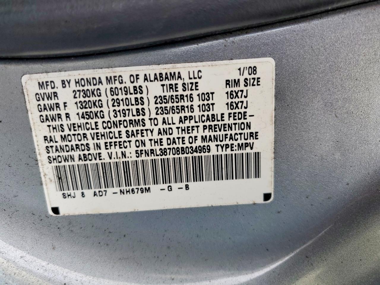 2008 HONDA ODYSSEY EXL photo 13