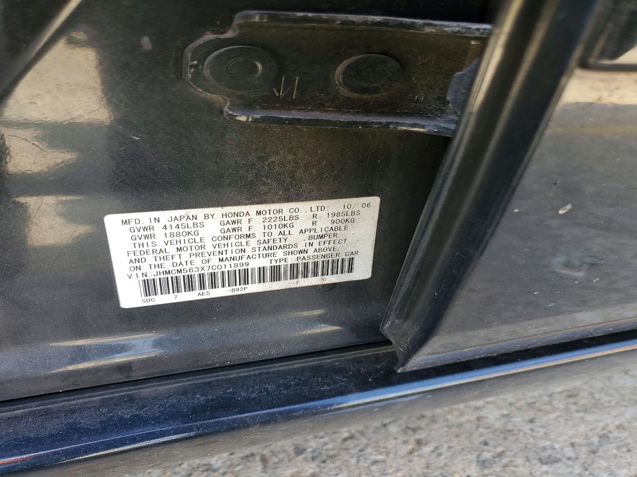 2007 HONDA ACCORD SE photo 12