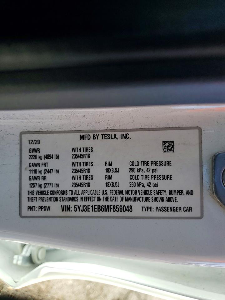 2021 TESLA MODEL 3 photo 12