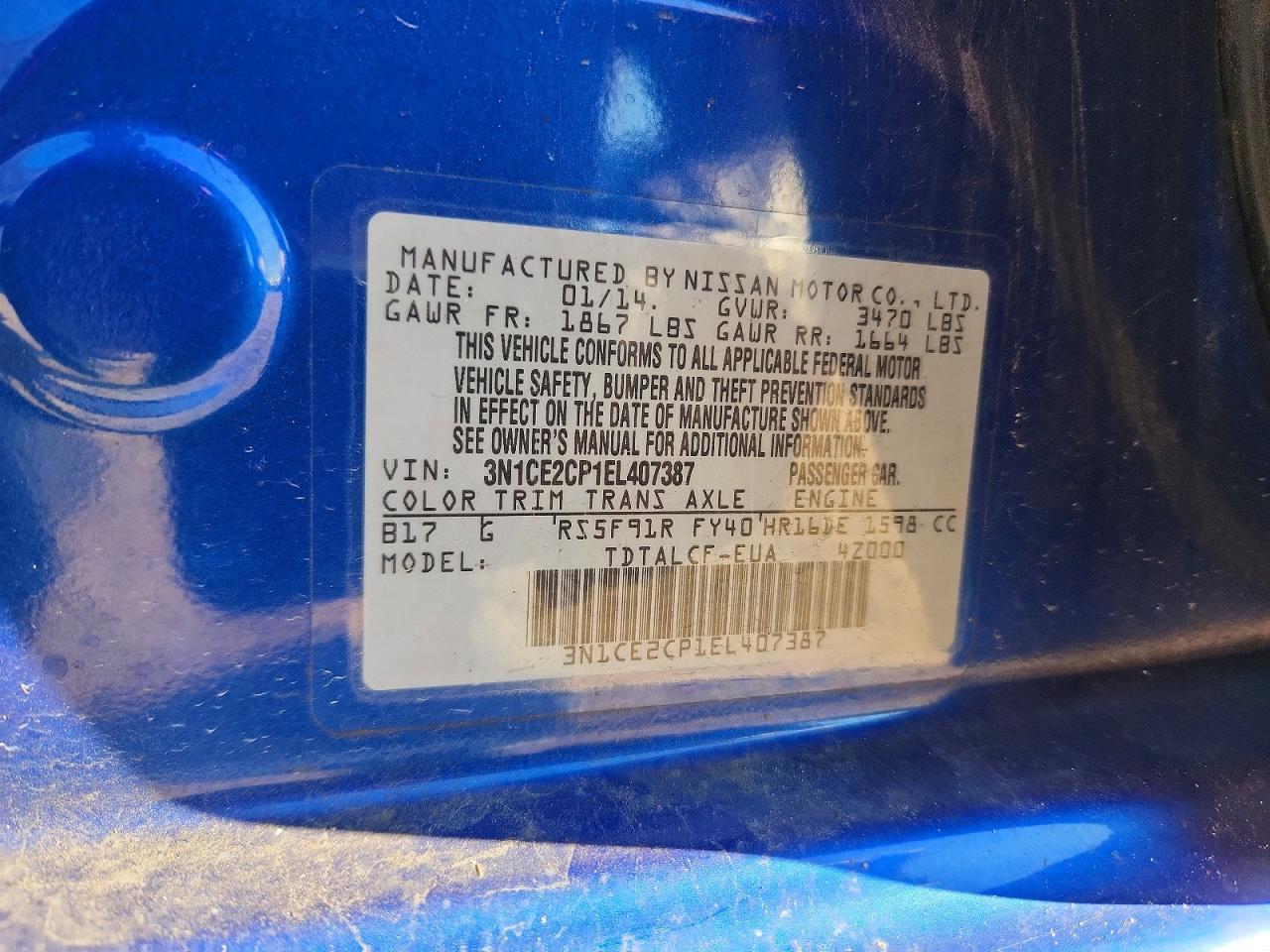 2014 NISSAN VERSA NOTE S photo 12