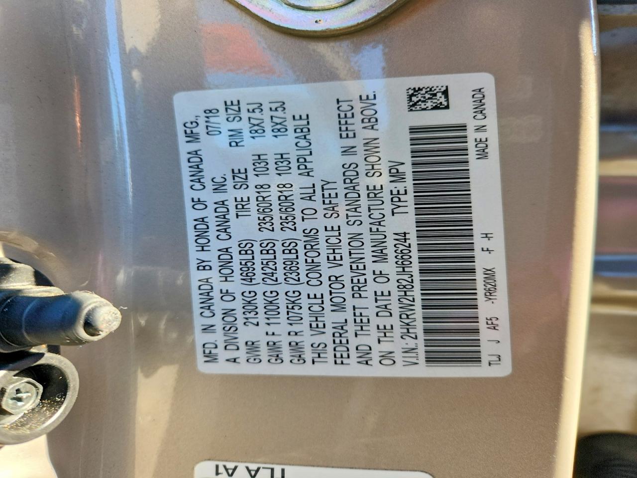 2018 HONDA CR-V EXL photo 13