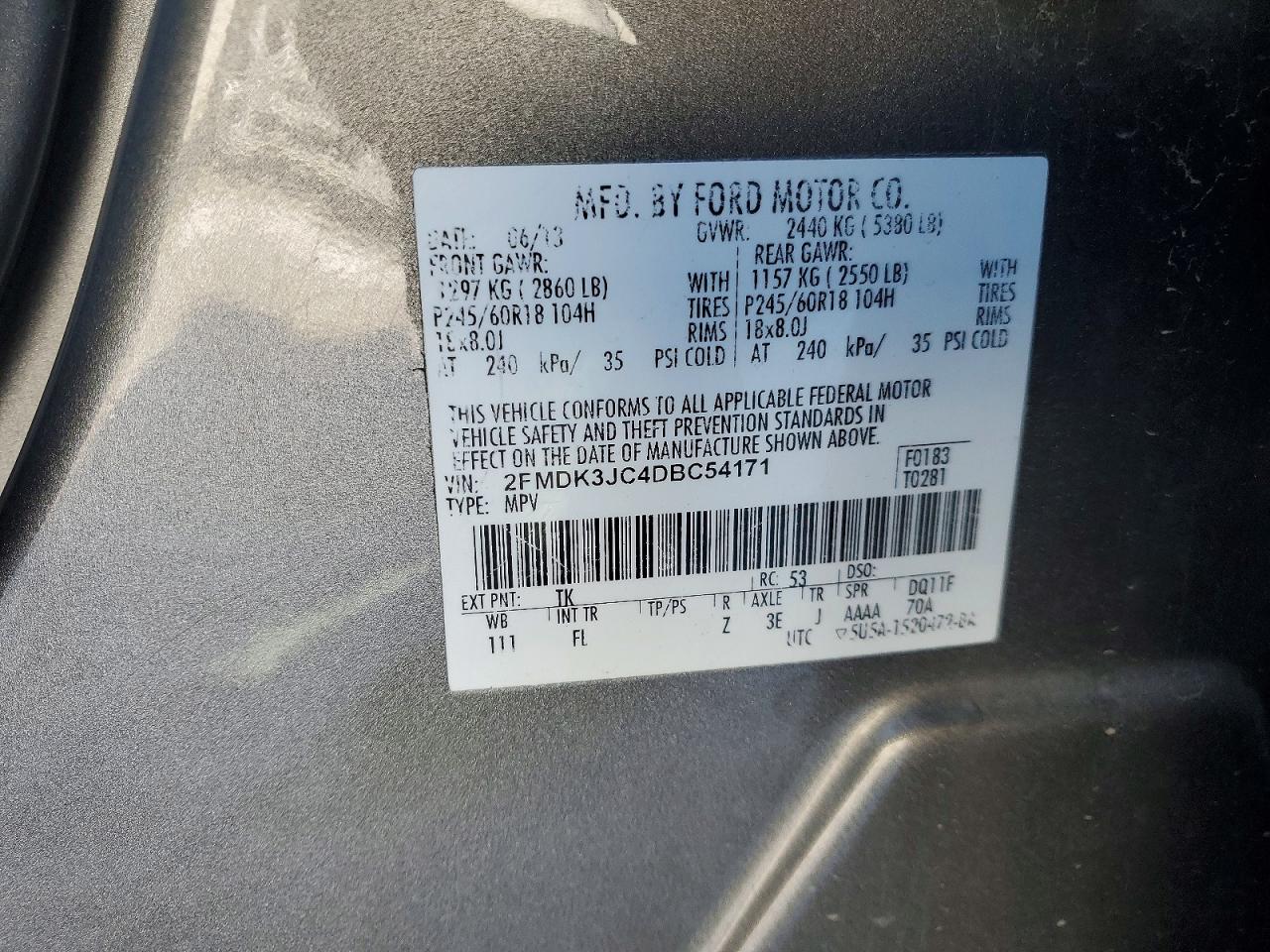 2013 FORD EDGE SEL photo 13