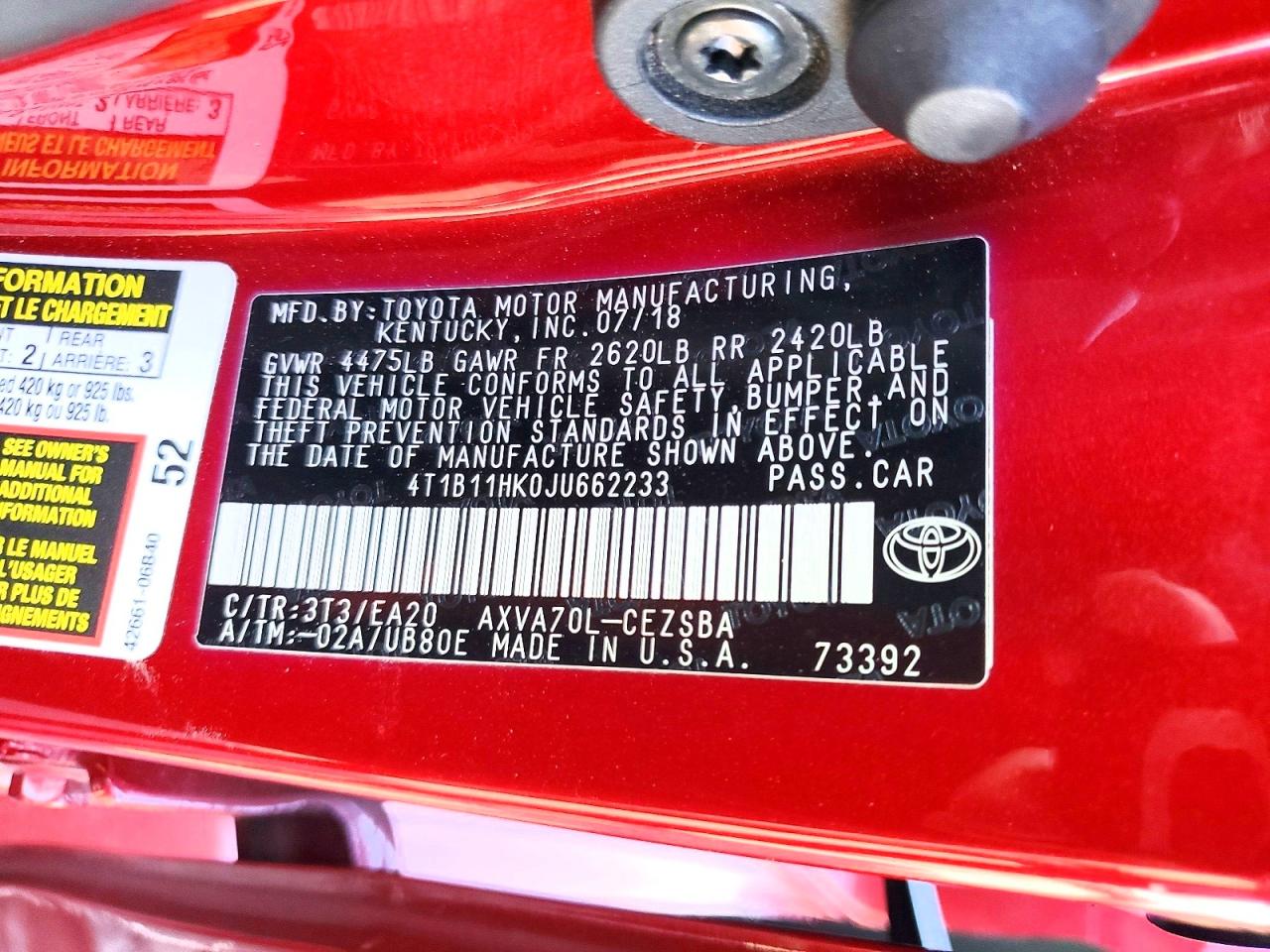2018 TOYOTA CAMRY SE photo 25