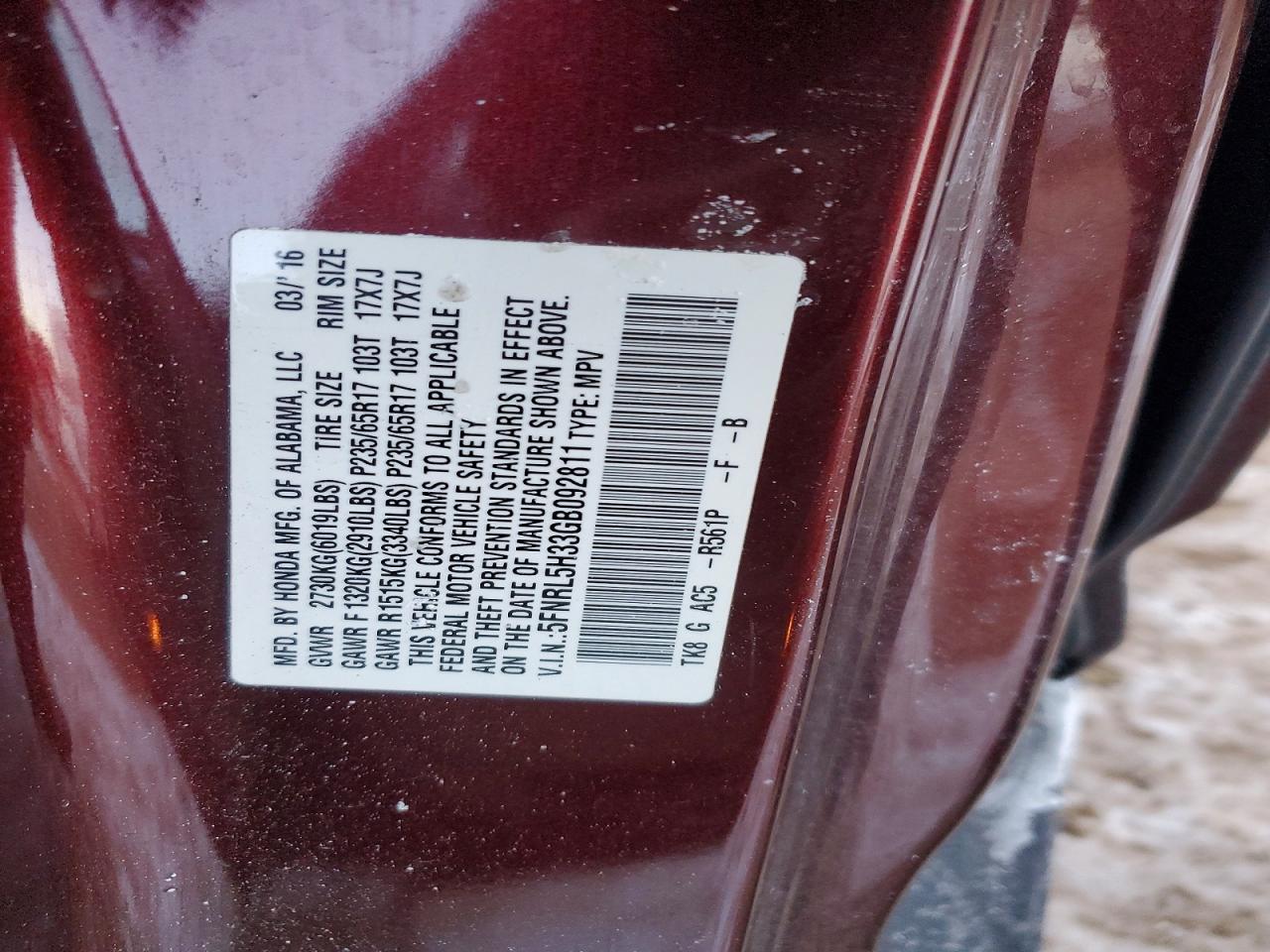 2016 HONDA ODYSSEY SE photo 25