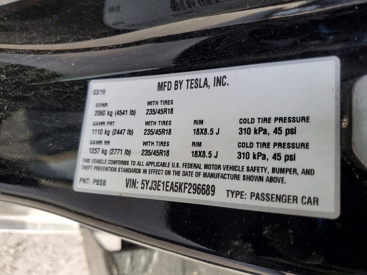 2019 TESLA MODEL 3 photo 23