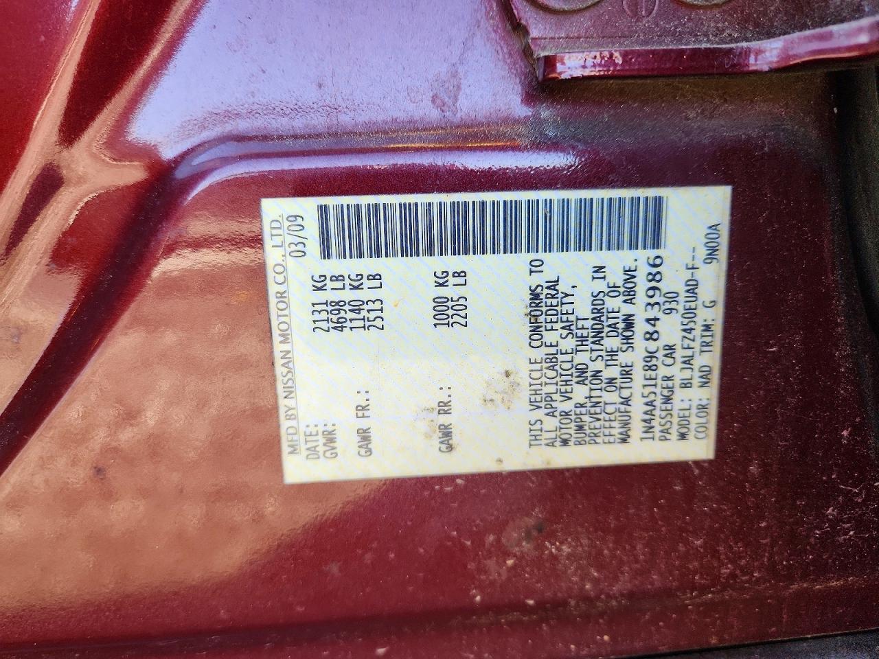 2009 NISSAN MAXIMA S photo 12