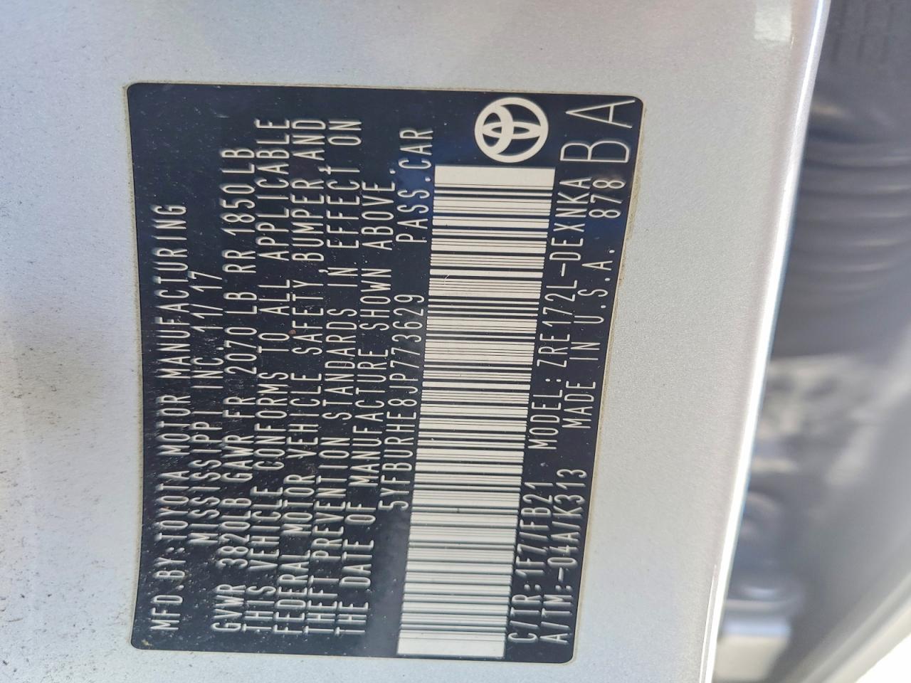 2018 TOYOTA COROLLA photo 45