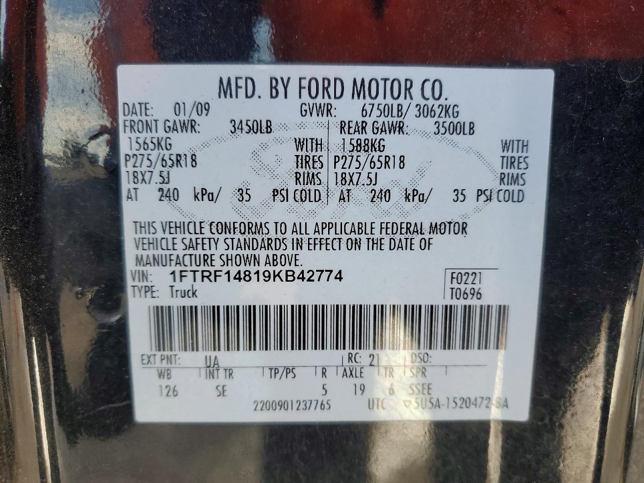 2009 FORD F150 photo 12