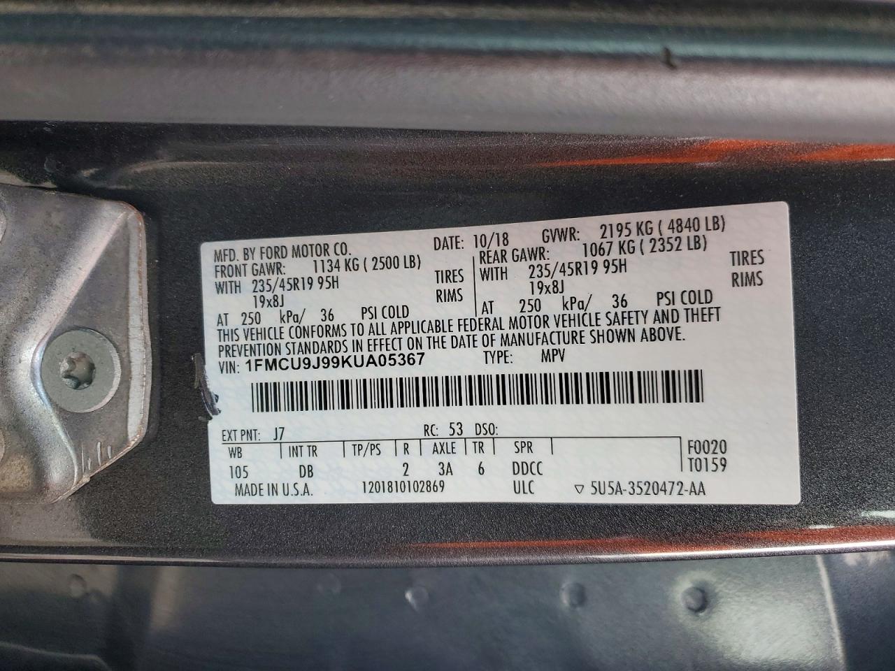 2019 FORD ESCAPE TITANIUM photo 25