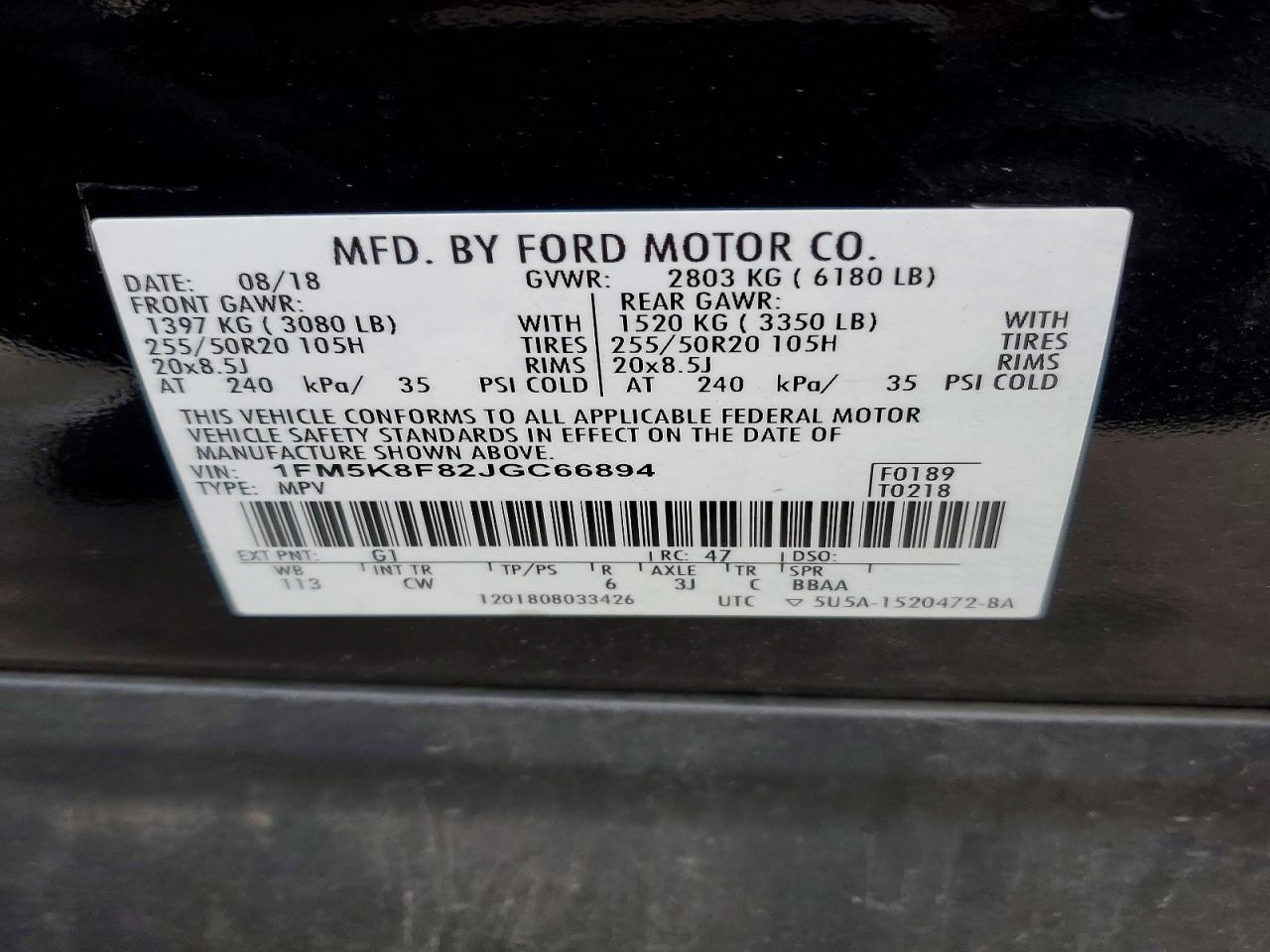 2018 FORD EXPLORER LIMITED photo 13
