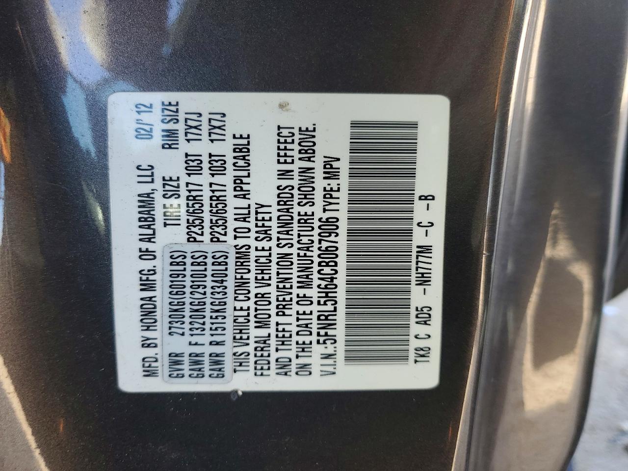 2012 HONDA ODYSSEY photo 23