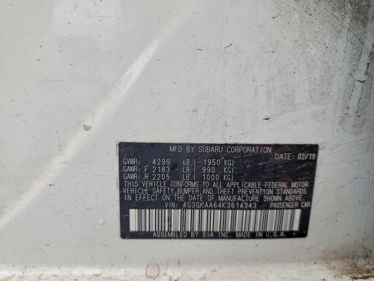 2019 SUBARU IMPREZA photo 12