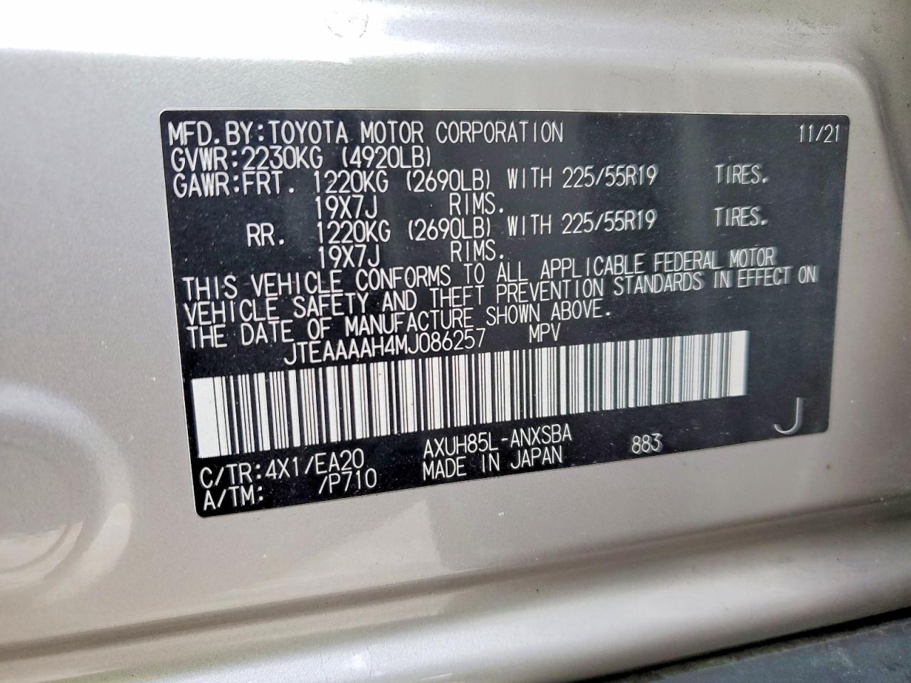2021 TOYOTA VENZA LE photo 25
